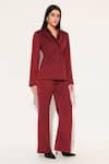 Shop_Linetribe__Maroon Crepe Solira Embellished Blazer With Pant _Online_at_Aza_Fashions
