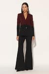 Buy_Linetribe__Maroon Crepe Beads Stellix Structured Blazer And Trouser Set _at_Aza_Fashions