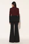 Shop_Linetribe__Maroon Crepe Beads Stellix Structured Blazer And Trouser Set _at_Aza_Fashions