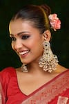 Buy_Ruby Raang_Gold Plated Stones, Pearls Kundan Chand Earrings  _at_Aza_Fashions