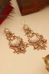 Shop_Ruby Raang_Multi Color Stones, Pearls, Beads Kundan Chand Earrings  _at_Aza_Fashions
