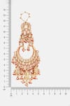 Shop_Ruby Raang_Multi Color Stones, Pearls, Beads Kundan Chand Earrings  _Online_at_Aza_Fashions