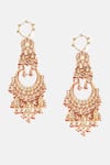 Ruby Raang_Multi Color Stones, Pearls, Beads Kundan Chand Earrings  _at_Aza_Fashions