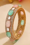 Shop_Ruby Raang_Multi Color Gemstones, Stones, Rhinestones Kundan Studded Bracelet _at_Aza_Fashions
