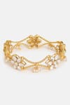Shop_Ruby Raang_Gold Plated Stones, Pearls Floral Kundan Bracelet _Online_at_Aza_Fashions