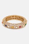 Ruby Raang_Multi Color Stones, Kundan Embellished Bracelet _Online_at_Aza_Fashions