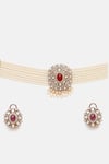 Buy Ruby Raang Maroon Pearls, Stones, Faux Diamonds And Kundan Necklace With Stud Earrings Buy_Ruby Raang_Maroon Pearls, Stones, Faux Diamonds And Kundan Necklace With Stud Earrings