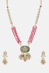Shop Ruby Raang Multi Color Stones, Pearls, Beads Long Kundan Necklace With Earrings Online at Aza Fashions Shop_Ruby Raang_Multi Color Stones, Pearls, Beads Long Kundan Necklace With Earrings _Online_at_Aza_Fashions