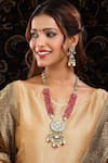 Buy_Ruby Raang_Multi Color Stones, Pearls, Beads Long Kundan Necklace With Earrings _at_Aza_Fashions