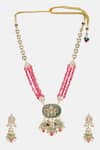 Ruby Raang Multi Color Stones, Pearls, Beads Long Kundan Necklace With Earrings at Aza Fashions Ruby Raang_Multi Color Stones, Pearls, Beads Long Kundan Necklace With Earrings _at_Aza_Fashions