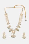 Shop_Ruby Raang_Gold Plated Kundan Necklace With Earrings _Online_at_Aza_Fashions