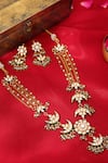 Shop_Ruby Raang_Gold Plated Kundan Necklace With Earrings _at_Aza_Fashions