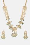 Ruby Raang_Gold Plated Kundan Necklace With Earrings _at_Aza_Fashions
