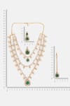 Buy Ruby Raang Gold Plated Stones, Rhinestones Layered Kundan And Emerald Necklace Set Buy_Ruby Raang_Gold Plated Stones, Rhinestones Layered Kundan And Emerald Necklace Set