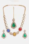 Shop Ruby Raang Multi Color Stones, Crystals, Stonework Kundan Embellished Necklace Set Online at Aza Fashions Shop_Ruby Raang_Multi Color Stones, Crystals, Stonework Kundan Embellished Necklace Set _Online_at_Aza_Fashions