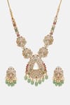 Buy Ruby Raang Multi Color Stones, Pearls, Beads Long Kundan Heavy Maharani Necklace Set Online at Aza Fashions Buy_Ruby Raang_Multi Color Stones, Pearls, Beads Long Kundan Heavy Maharani Necklace Set _Online_at_Aza_Fashions