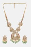 Buy Ruby Raang Multi Color Stones, Pearls, Beads Long Kundan Heavy Maharani Necklace Set Buy_Ruby Raang_Multi Color Stones, Pearls, Beads Long Kundan Heavy Maharani Necklace Set