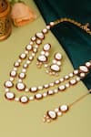 Shop_Ruby Raang_Gold Plated Stones Meenakari Kundan Layered Necklace Set _at_Aza_Fashions