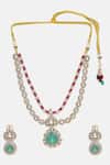 Buy Ruby Raang Multi Color Stones, Pearls, Stonework Moissanite Necklace With Earrings Online at Aza Fashions Buy_Ruby Raang_Multi Color Stones, Pearls, Stonework Moissanite Necklace With Earrings _Online_at_Aza_Fashions