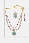 Ruby Raang Multi Color Stones, Pearls, Stonework Moissanite Necklace With Earrings at Aza Fashions Ruby Raang_Multi Color Stones, Pearls, Stonework Moissanite Necklace With Earrings _at_Aza_Fashions