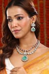 Buy_Ruby Raang_Multi Color Stones, Pearls, Stonework Moissanite Necklace With Earrings _at_Aza_Fashions