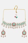 Shop Ruby Raang Multi Color Stones, Gemstones, Stonework Moissanite Choker With Earrings Online at Aza Fashions Shop_Ruby Raang_Multi Color Stones, Gemstones, Stonework Moissanite Choker With Earrings _Online_at_Aza_Fashions