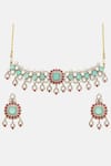 Buy Ruby Raang Multi Color Stones, Gemstones, Stonework Moissanite Choker With Earrings Buy_Ruby Raang_Multi Color Stones, Gemstones, Stonework Moissanite Choker With Earrings
