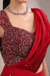 Buy_K-Anshika_Red Georgette Sequins, Beads Sweetheart Neck Ombre Pre-draped Saree With Blouse _Online_at_Aza_Fashions