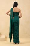 Shop_K-Anshika_Green Georgette Sequins, Embroidery, Beads Pre-draped Saree With Corset _at_Aza_Fashions