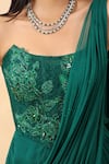 Buy_K-Anshika_Green Georgette Sequins, Embroidery, Beads Pre-draped Saree With Corset _Online_at_Aza_Fashions