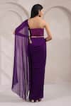 Shop_K-Anshika_Purple Georgette Sequins, Beads, Embroidery Pre-draped Saree With Blouse _at_Aza_Fashions