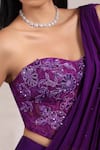 K-Anshika_Purple Georgette Sequins, Beads, Embroidery Pre-draped Saree With Blouse _Online_at_Aza_Fashions