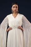 Buy_K-Anshika_Off White Georgette Beads, Pearls V-neck Embroidered Cape Gown _Online_at_Aza_Fashions