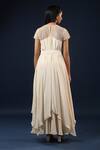 Shop_K-Anshika_Off White Crepe Pearls, Beads Round Neck Embellished Gown _at_Aza_Fashions