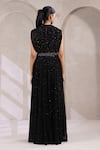 Shop_K-Anshika_Black Georgette Sequins, Beads, Embroidery High Neck Embellished Gown _at_Aza_Fashions