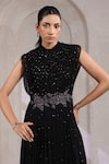 Buy_K-Anshika_Black Georgette Sequins, Beads, Embroidery High Neck Embellished Gown _Online_at_Aza_Fashions