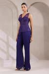 Shop_K-Anshika_Purple Georgette Sequins, Beads V-neck, Sweetheart Embellished Corset With Pant _Online_at_Aza_Fashions