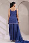Shop_K-Anshika_Blue Georgette Sequins, Beads, Embroidery Scoop Neck Work Kurta Sharara Set _at_Aza_Fashions