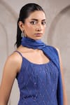 Buy_K-Anshika_Blue Georgette Sequins, Beads, Embroidery Scoop Neck Work Kurta Sharara Set _Online_at_Aza_Fashions