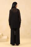 Shop_K-Anshika_Black Georgette Sequins, Beads, Embroidery Collared Shirt With Pant _at_Aza_Fashions