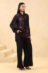 Buy_K-Anshika_Black Georgette Sequins, Beads, Embroidery Collared Shirt With Pant _at_Aza_Fashions
