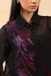 Buy_K-Anshika_Black Georgette Sequins, Beads, Embroidery Collared Shirt With Pant _Online_at_Aza_Fashions