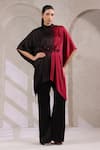 Buy_K-Anshika_Black Organza Embroidery, Sequins, Beads High Neck Tunic And Pant Set _at_Aza_Fashions
