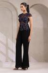 Buy_K-Anshika_Black Georgette Embroidery, Sequins, Beads Round Neck Top With Pant _Online_at_Aza_Fashions
