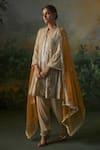 Mustard Moon By Neyha And Vrinda_Beige Georgette, Modal, Satin, Net Embroidery, Sequins, Kurta Salwar Set _Online_at_Aza_Fashions