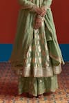 Buy_Mustard Moon By Neyha And Vrinda_Green Chanderi, Georgette Foil Printing, Banarasi Panelled Anarkali Palazzo Set _Online_at_Aza_Fashions