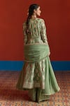 Shop_Mustard Moon By Neyha And Vrinda_Green Chanderi, Georgette Foil Printing, Banarasi Panelled Anarkali Palazzo Set _at_Aza_Fashions