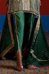 Mustard Moon By Neyha And Vrinda_Green Georgette, Modal, Satin Mirrors, Sequins, Embroidered High-low Kurta Set _Online_at_Aza_Fashions