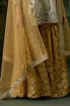 Buy_Mustard Moon By Neyha And Vrinda_Gold Brocade, Georgette, Net Mirrors, Sequins, Pattern Kurta Sharara Set _Online_at_Aza_Fashions