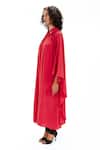 Buy_Leh Studios_Red Viscose, Polyester, Crepe Collared Alara Embellished Dress _Online_at_Aza_Fashions